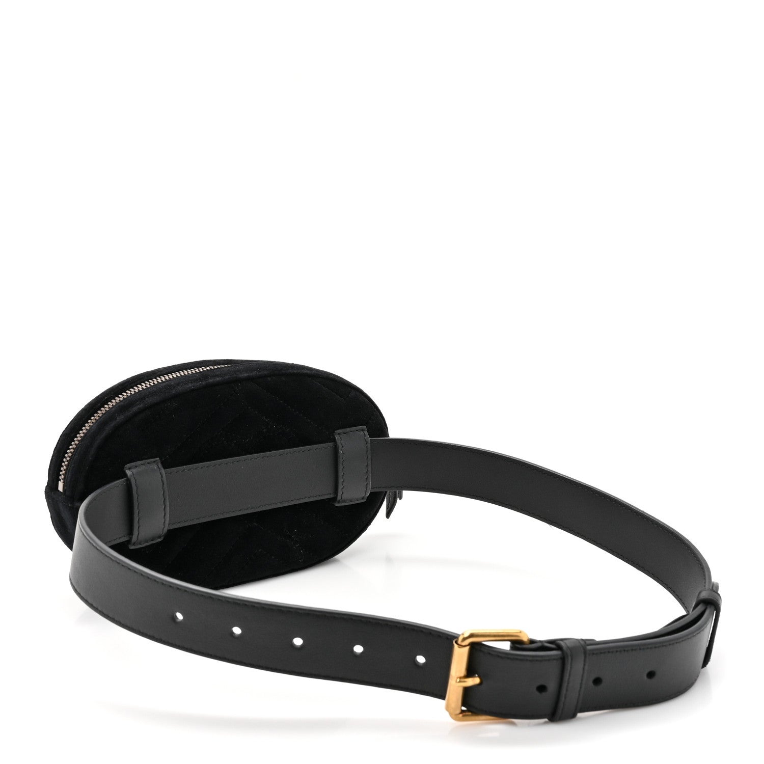 Gucci Velvet Matelasse GG Marmont Belt Bag 75 30 Black 3 of 11