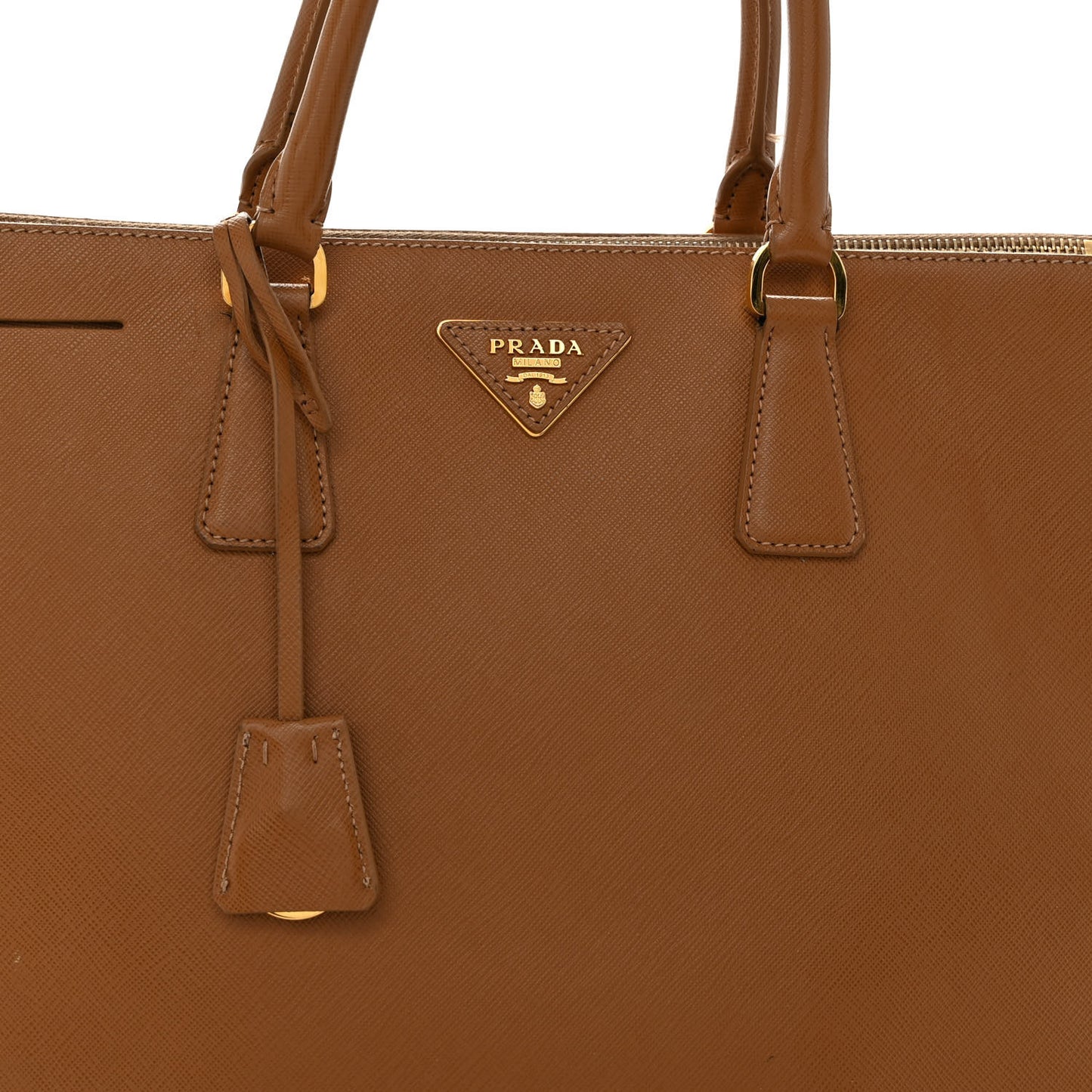 Saffiano Large Galleria Double Zip Tote Caramel
