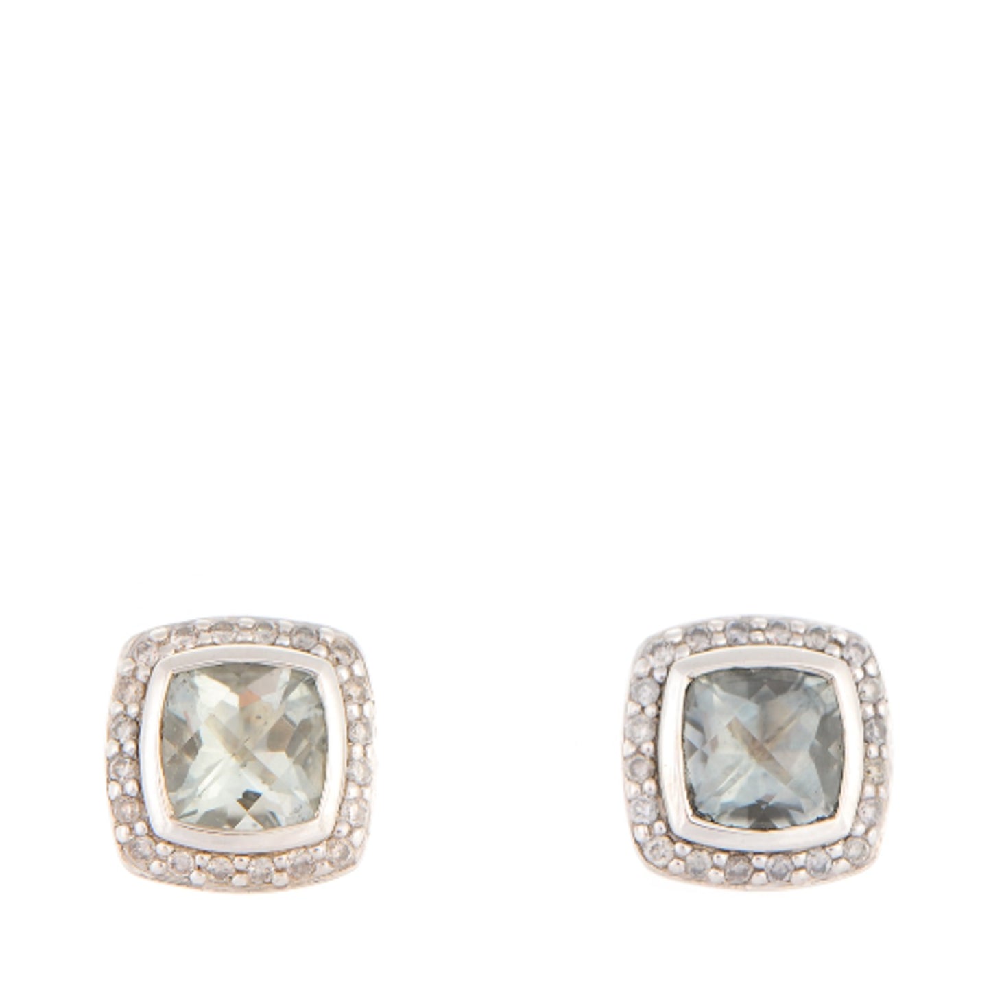 Sterling Silver Diamond Prasiolite 7mm Petite Albion Earrings