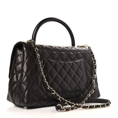 Chanel Caviar Quilted Small Coco Handle Flap Dark Brown 3 of 8