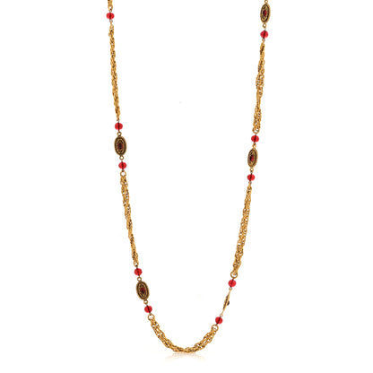 Chanel Gripoix Chicklet Sautoir Necklace Gold Red 1 of 8