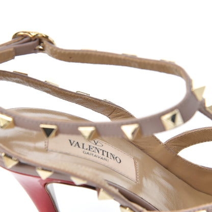 Valentino Garavani Patent Nappa Rockstud Ankle Strap 100mm Pumps 36 Rosso Valentino Poudre 13 of 18