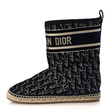 Christian Dior Velvet Oblique Granville Espadrille Boots 38.5 Deep Blue 1 of 11