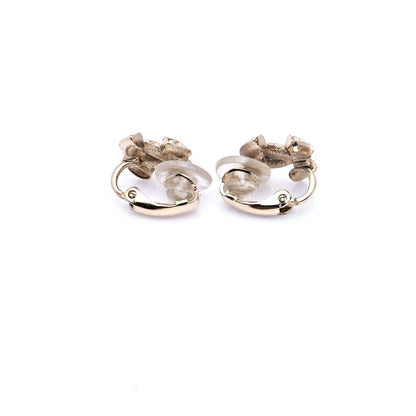 Chanel Enamel Pearl CC Clip On Earrings Light Gold Black 4 of 6