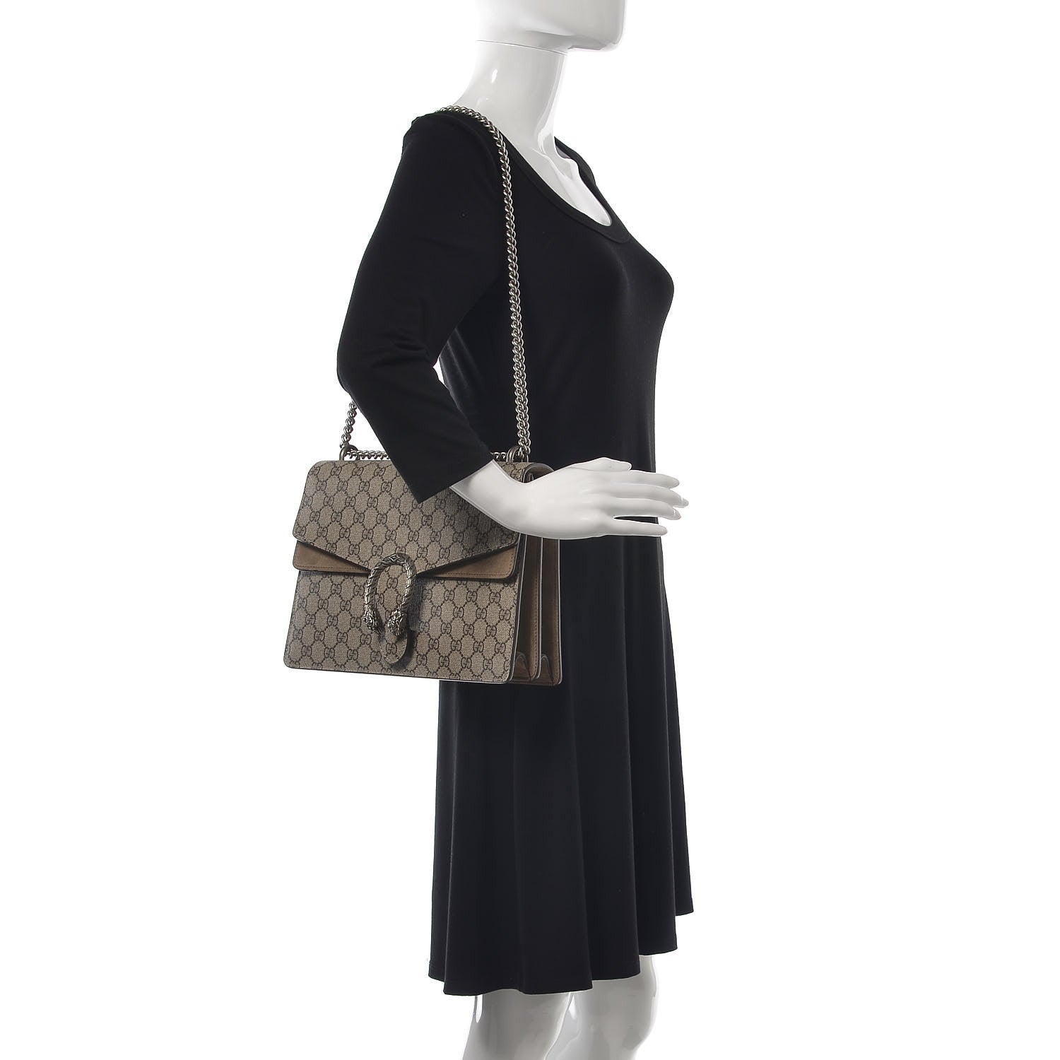 Gucci GG Supreme Monogram Medium Dionysus Shoulder Bag Taupe 2 of 8