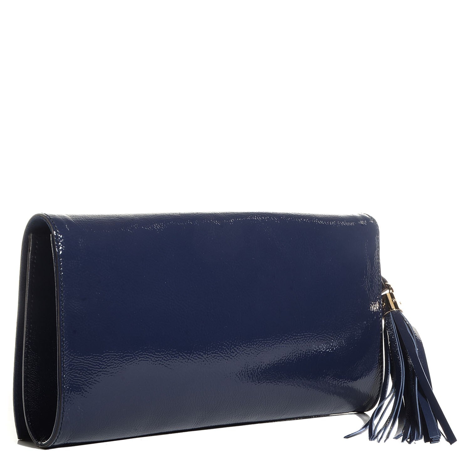 Gucci Soft Patent Medium Soho Clutch Uniform Blue 3 of 9
