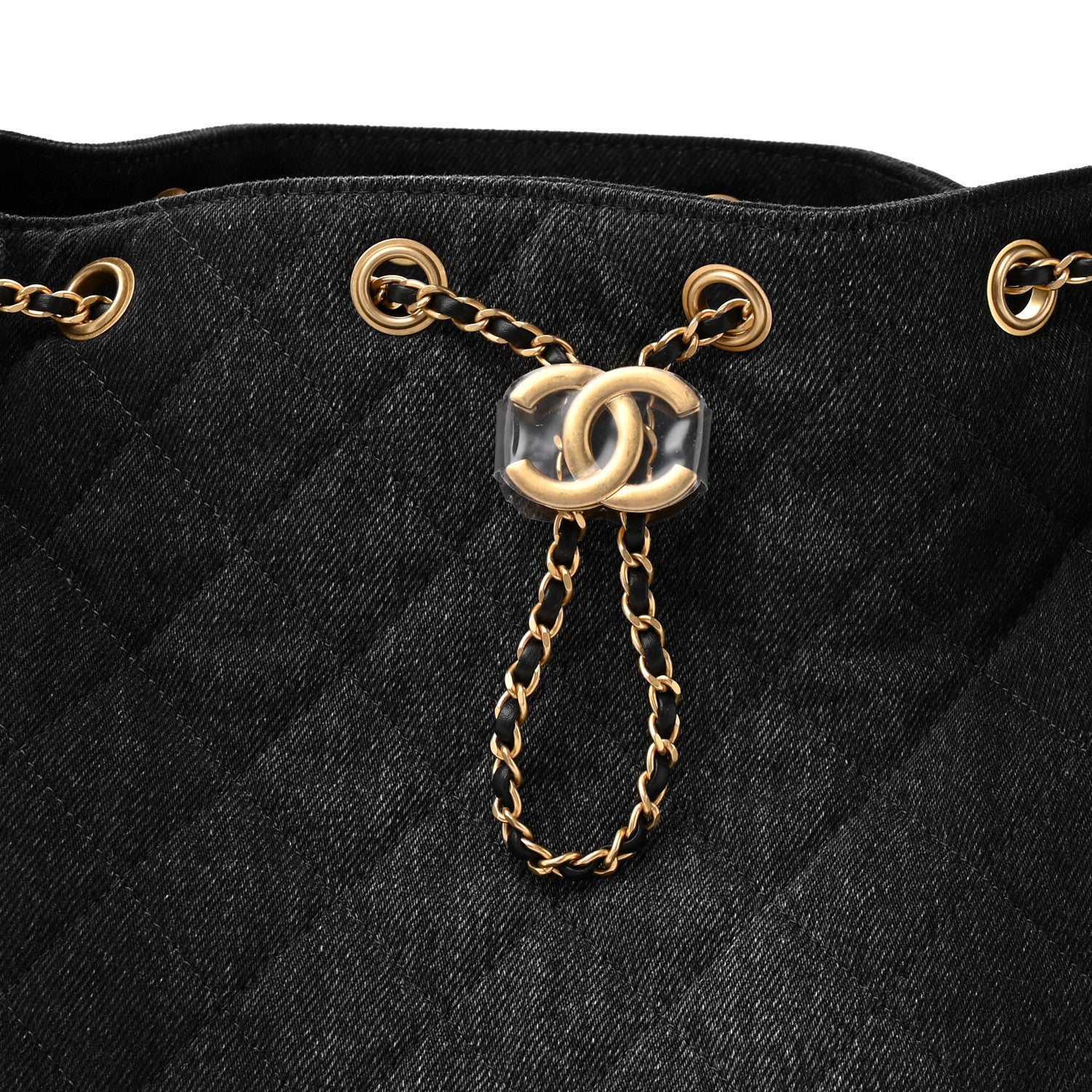 Chanel Washed Denim Quilted Medium Chanel 25 Handbag Black 1830450
