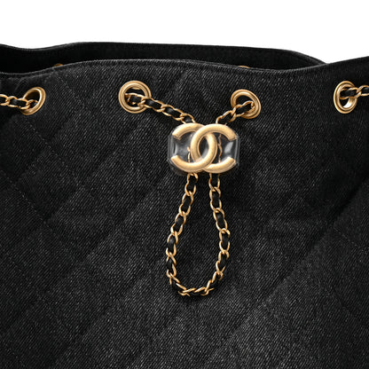 Chanel Washed Denim Quilted Medium Chanel 25 Handbag Black 8 of 10