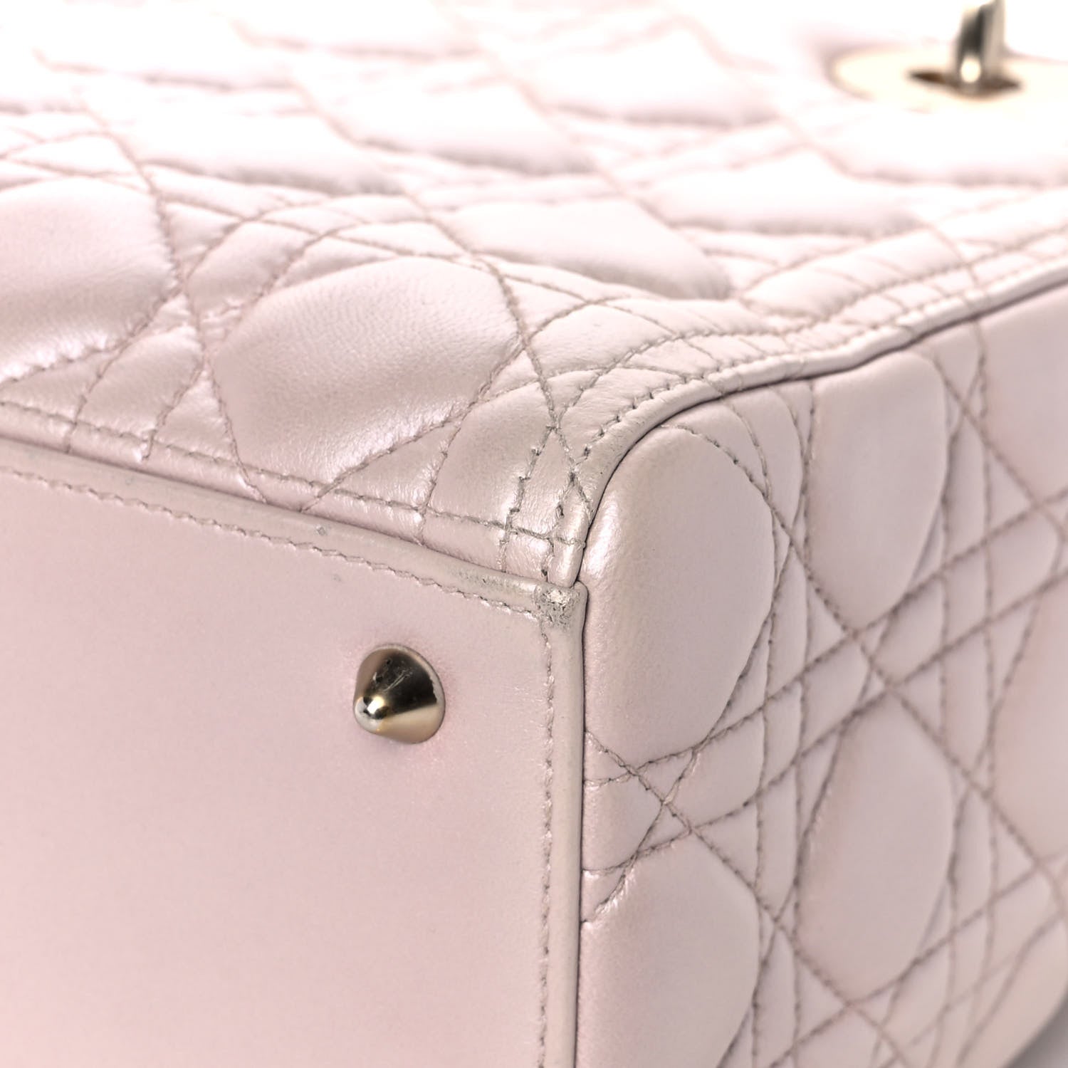 Christian Dior Pearly Lambskin Cannage Medium Lady Dior Lotus 10 of 15