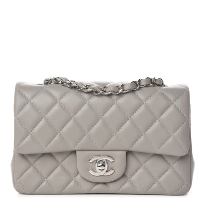 Chanel Lambskin Quilted Mini Rectangular Flap Grey 1 of 11