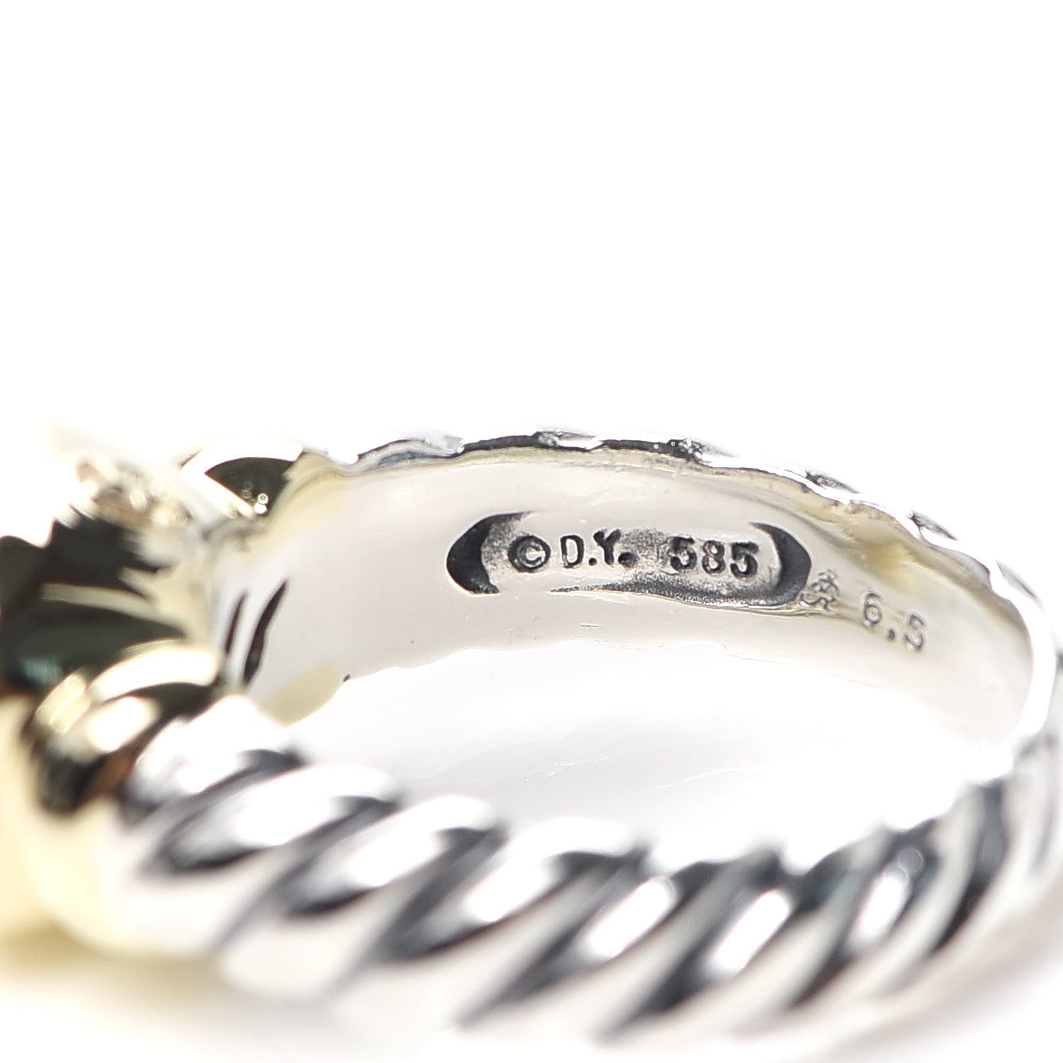 David Yurman Sterling Silver 14K Yellow Gold Citrine 10mm Noblesse Ring 53 6.25 4 of 4
