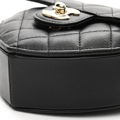 Chanel Lambskin Quilted CC In Love Heart Clutch With Chain Black 10 of 11
