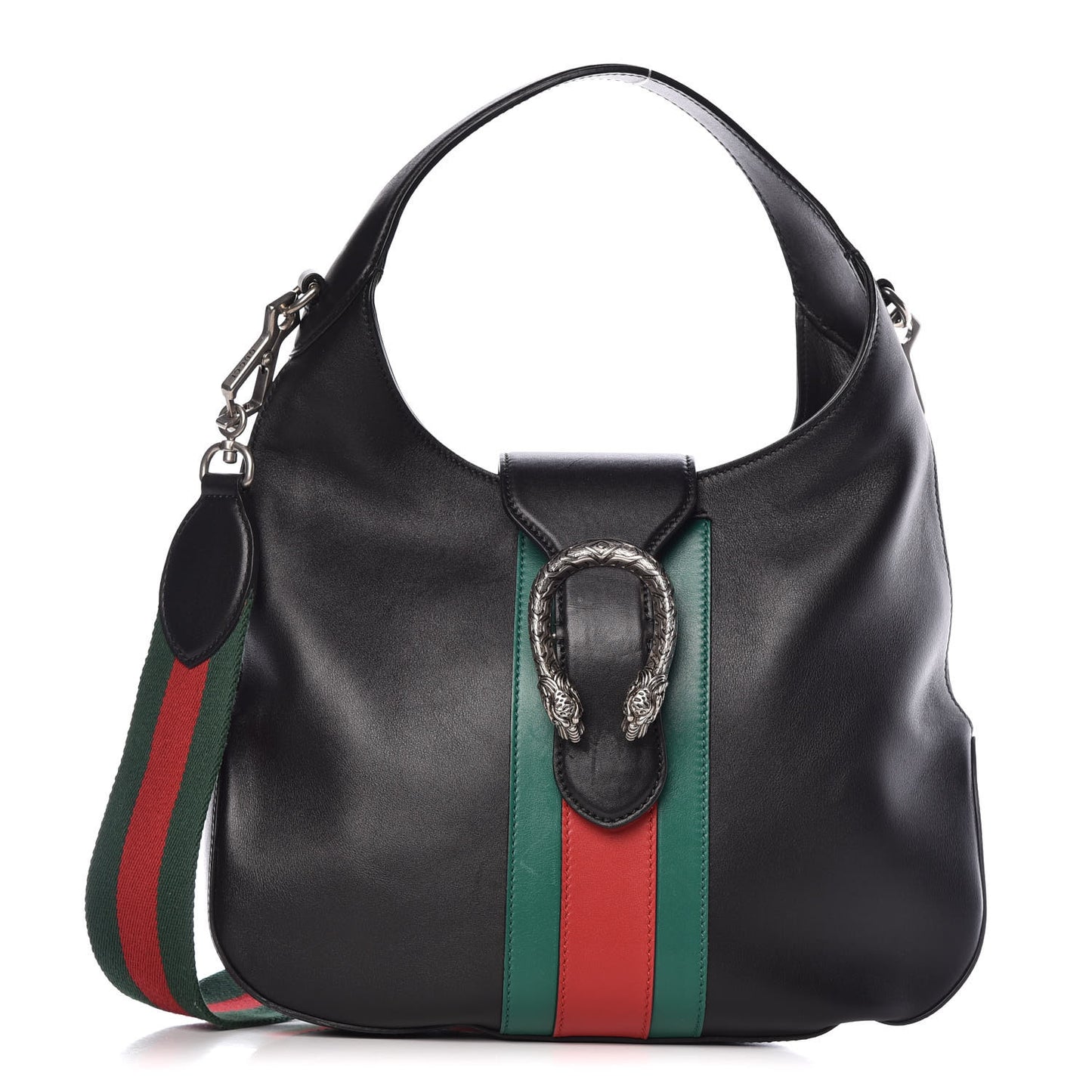 Calfskin Web Stripe Small Dionysus Hobo Black