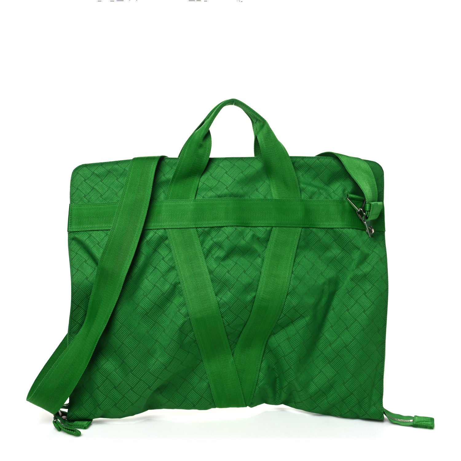 Bottega Veneta Econyl Jacquard Nylon Woven Pattern Garment Bag Green 1 of 10