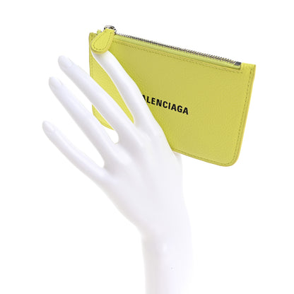 Balenciaga Grained Calfskin Logo Large Cash Long Coin Card Holder Yellow 2 of 7