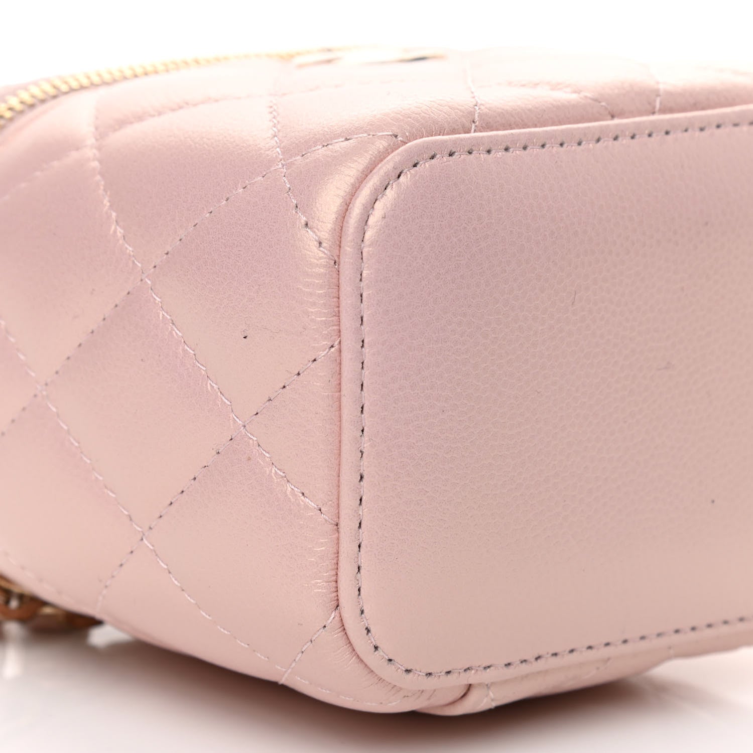 Chanel Iridescent Caviar Quilted Mini Pearl On Top Vanity Case With Chain Light Pink 10 of 11