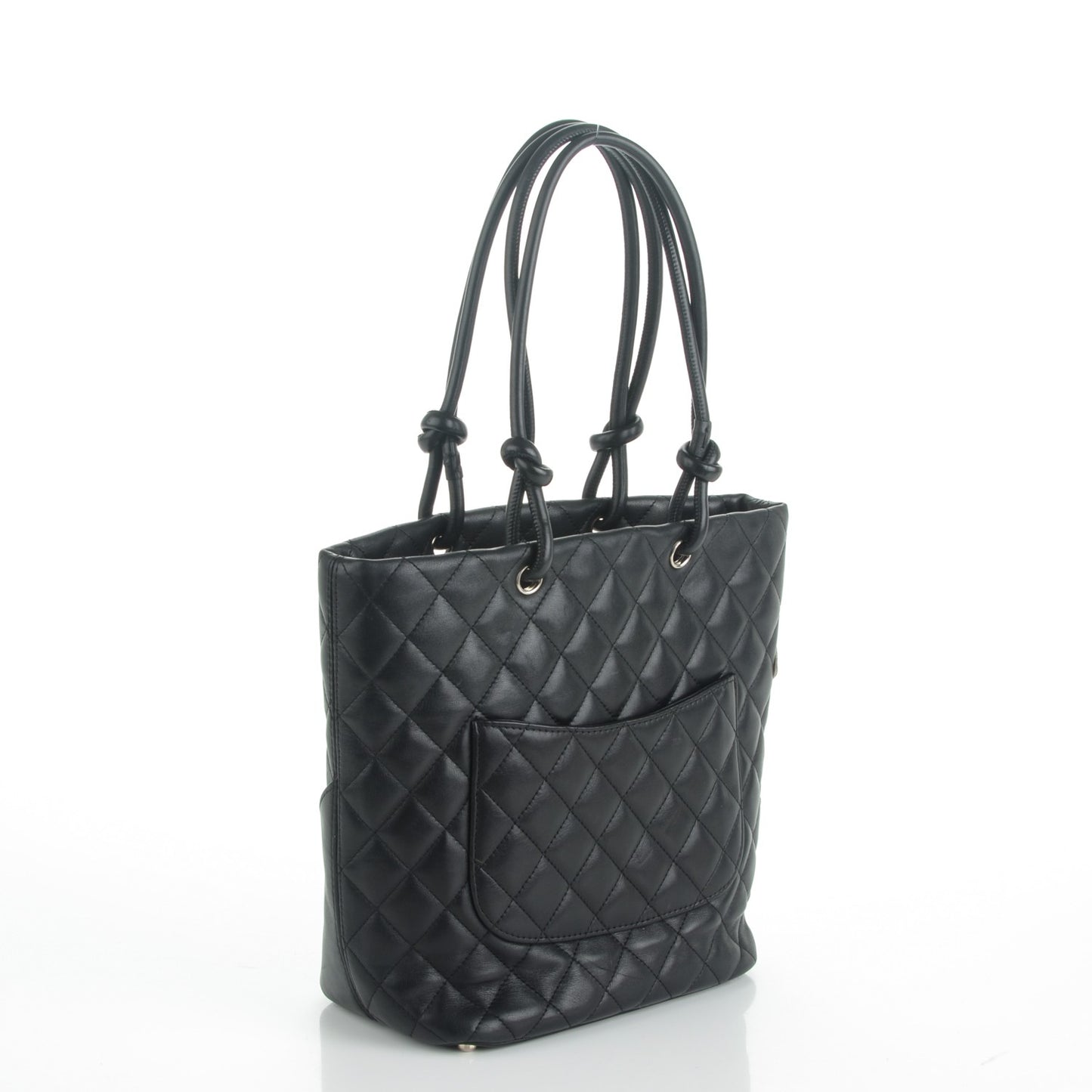 Calfskin Quilted Medium Cambon Tote Black White