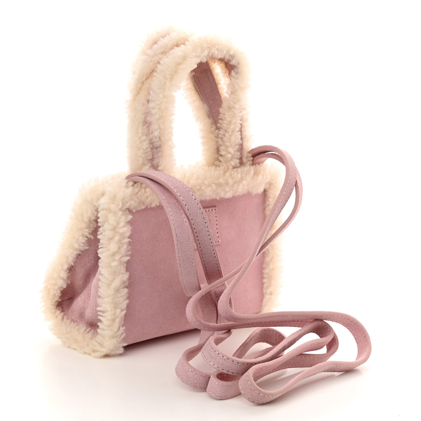 X UGG Suede Shearling Small Shopping Bag Pink