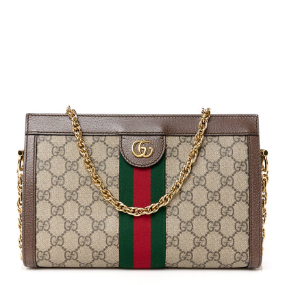Gucci GG Supreme Monogram Web Small Ophidia Chain Shoulder Bag Brown 1 of 11