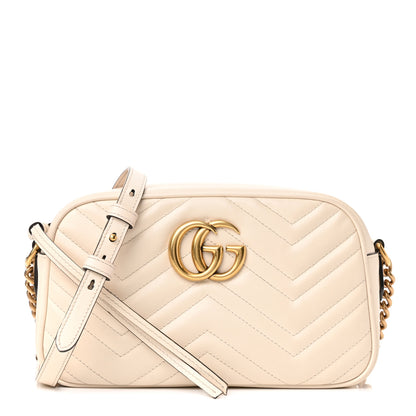 Gucci Calfskin Matelasse Small GG Marmont Chain Shoulder Bag White 1 of 11
