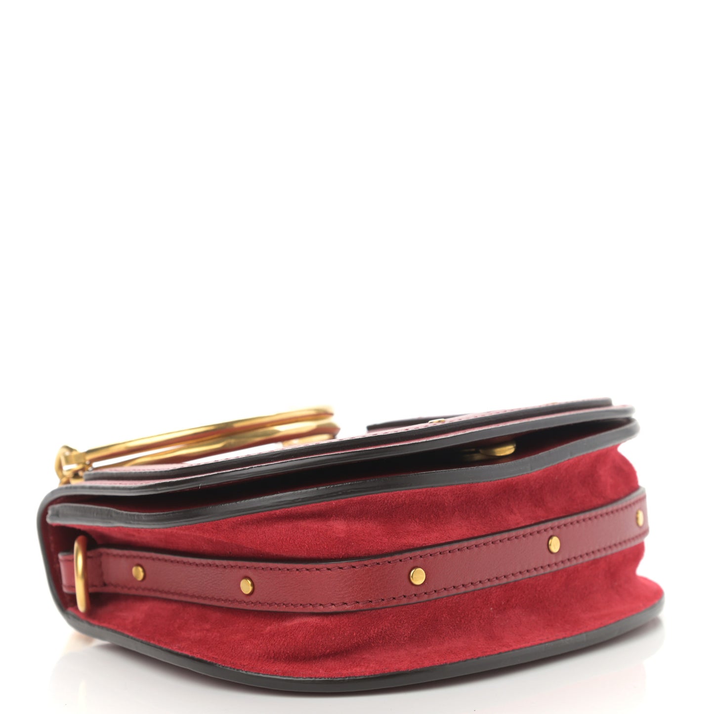 Calfskin Suede Small Nile Bracelet Bag Intense Red