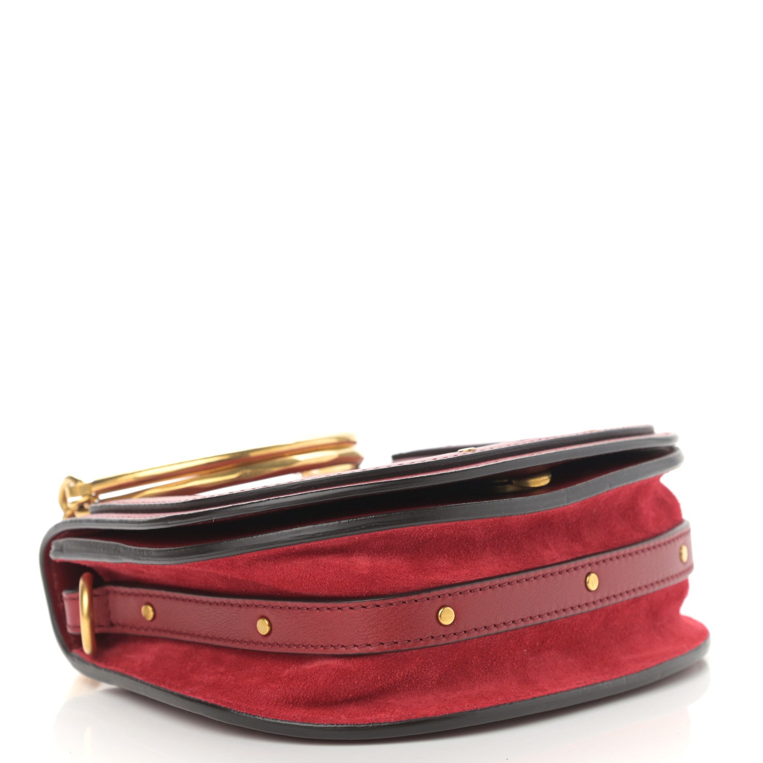 Chloe Calfskin Suede Small Nile Bracelet Bag Intense Red 4 of 12