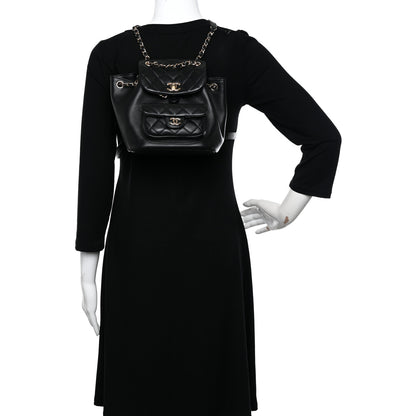 Chanel Lambskin Quilted Small Duma Drawstring Backpack Black 2 of 12