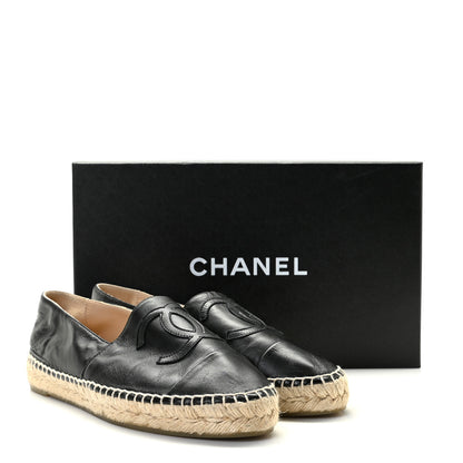 Chanel Lambskin CC Espadrilles 38 Black 10 of 10