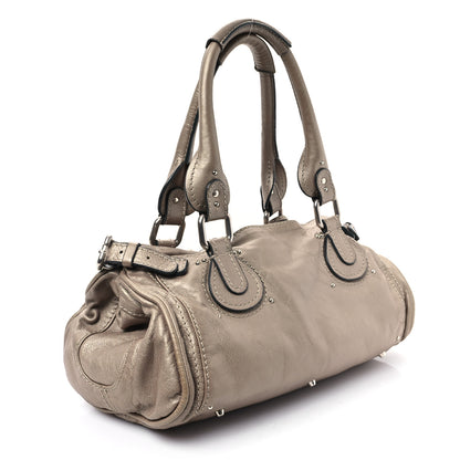 Chloe Metallic Calfskin Paddington Satchel Taupe 3 of 13