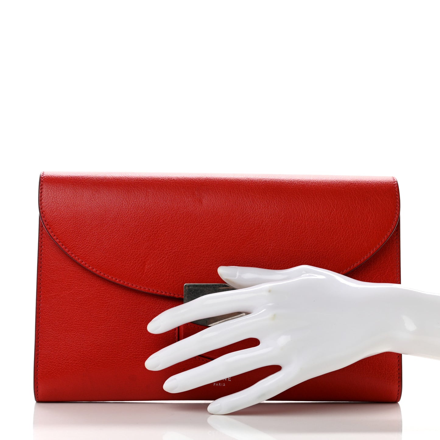 Grained Calfskin Trotteur Clutch Red