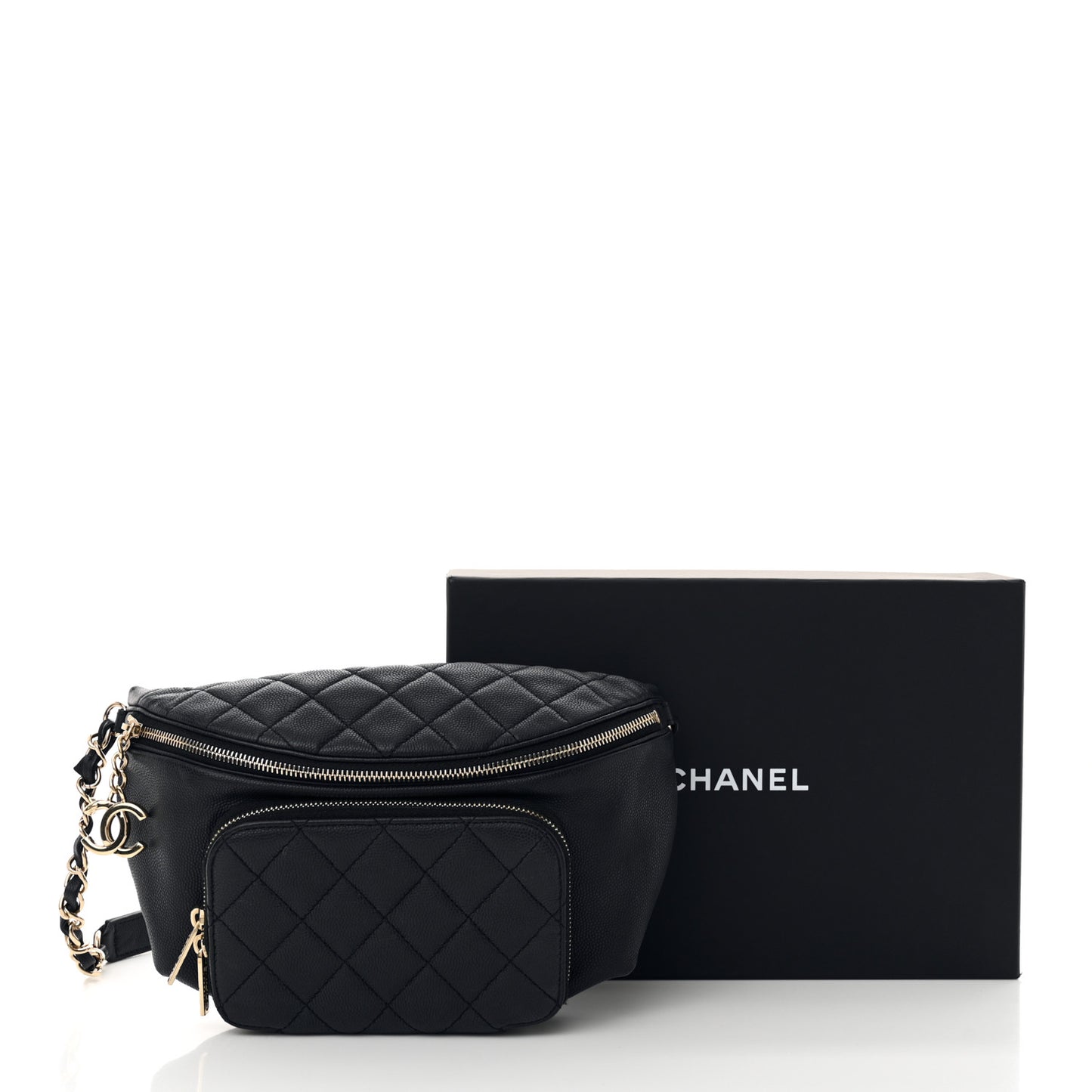Caviar Quilted Business Affinity Waist Belt Bag Black