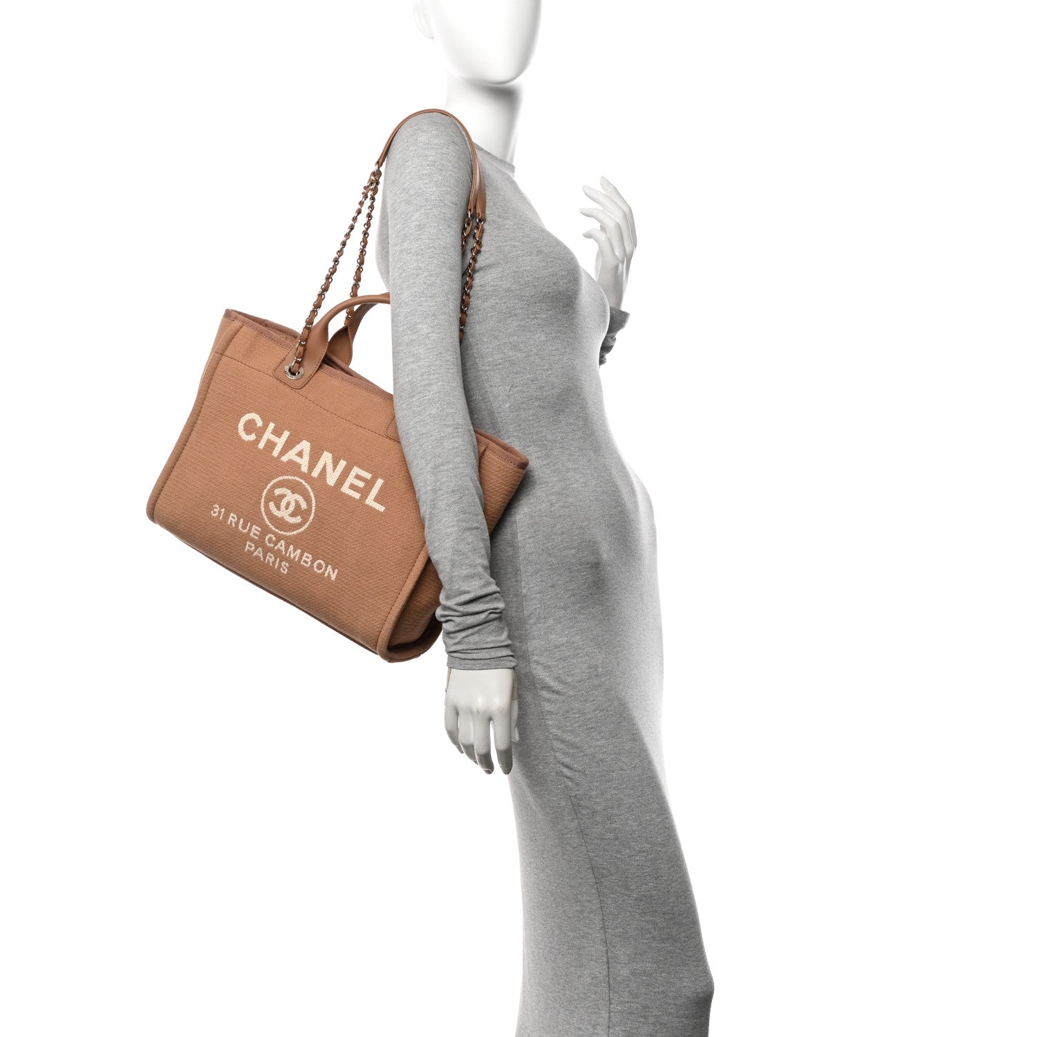 Chanel Mixed Fibers Small Deauville Tote Camel 2 of 11