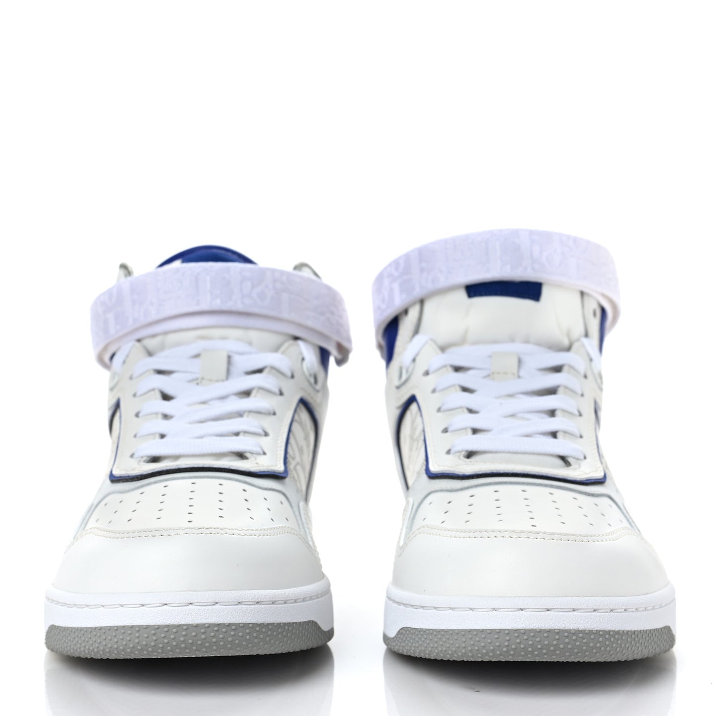 Smooth Calfskin Oblique Galaxy Perforated Mens B27 Mid Top Sneakers 41 White Blue
