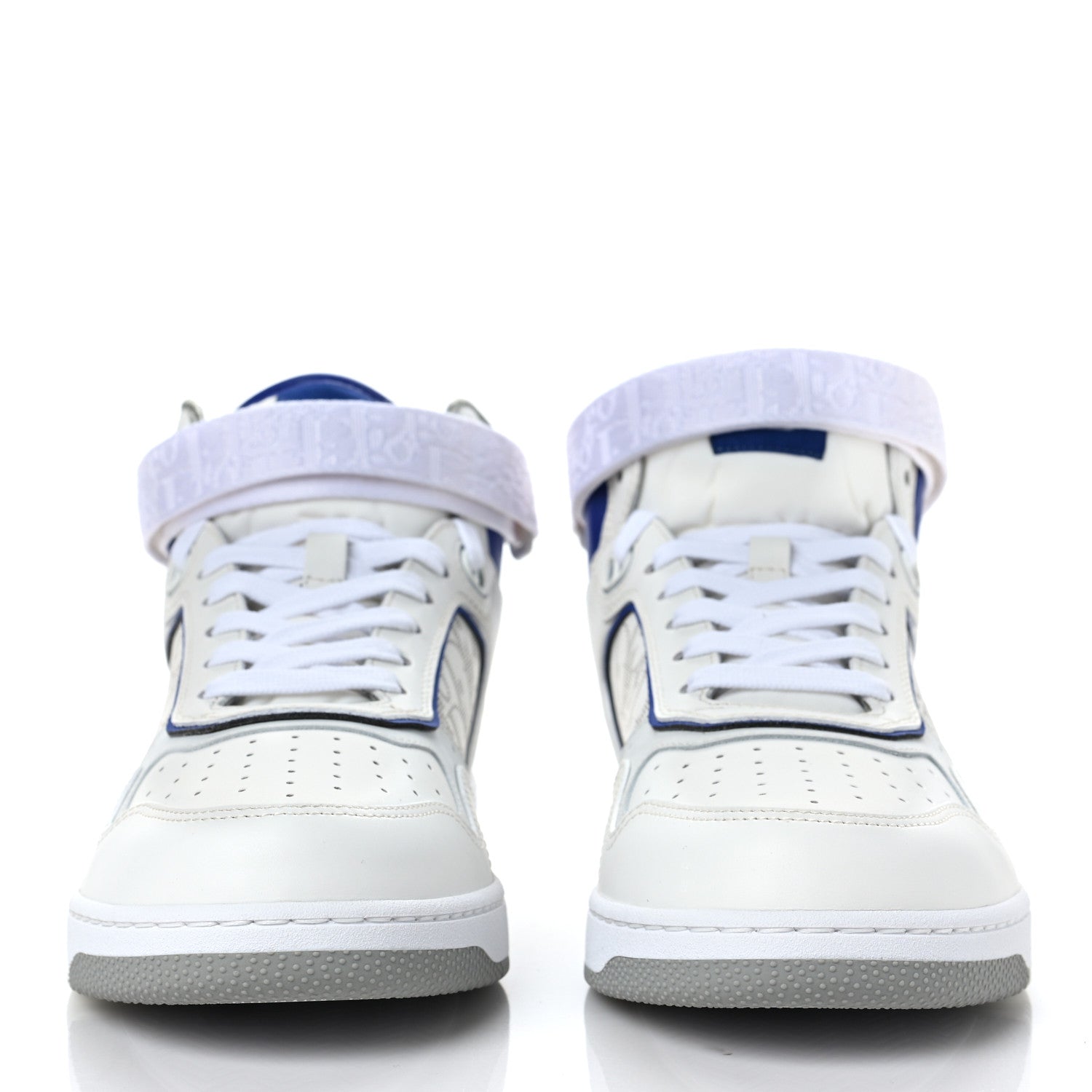 Christian Dior Smooth Calfskin Oblique Galaxy Perforated Mens B27 Mid Top Sneakers 41 White Blue 2 of 10