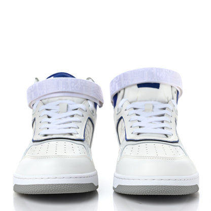 Christian Dior Smooth Calfskin Oblique Galaxy Perforated Mens B27 Mid Top Sneakers 41 White Blue 2 of 10
