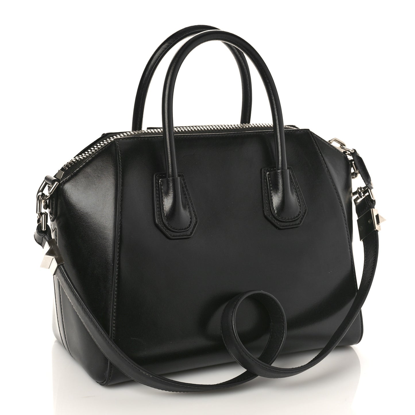 Shiny Lord Calfskin Small Antigona Black