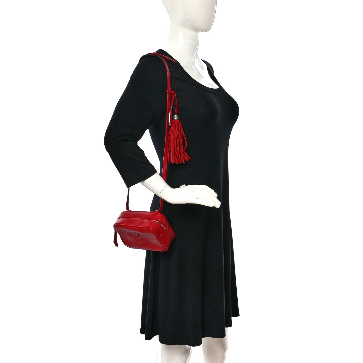 Saint Laurent Lambskin Monogram Lou Belt Bag Red 3 of 10