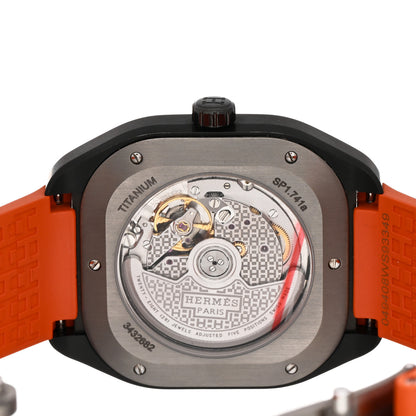 Hermes DLC Coated Titanium Rubber 39mm H08 Automatic Watch Orange 4 of 5