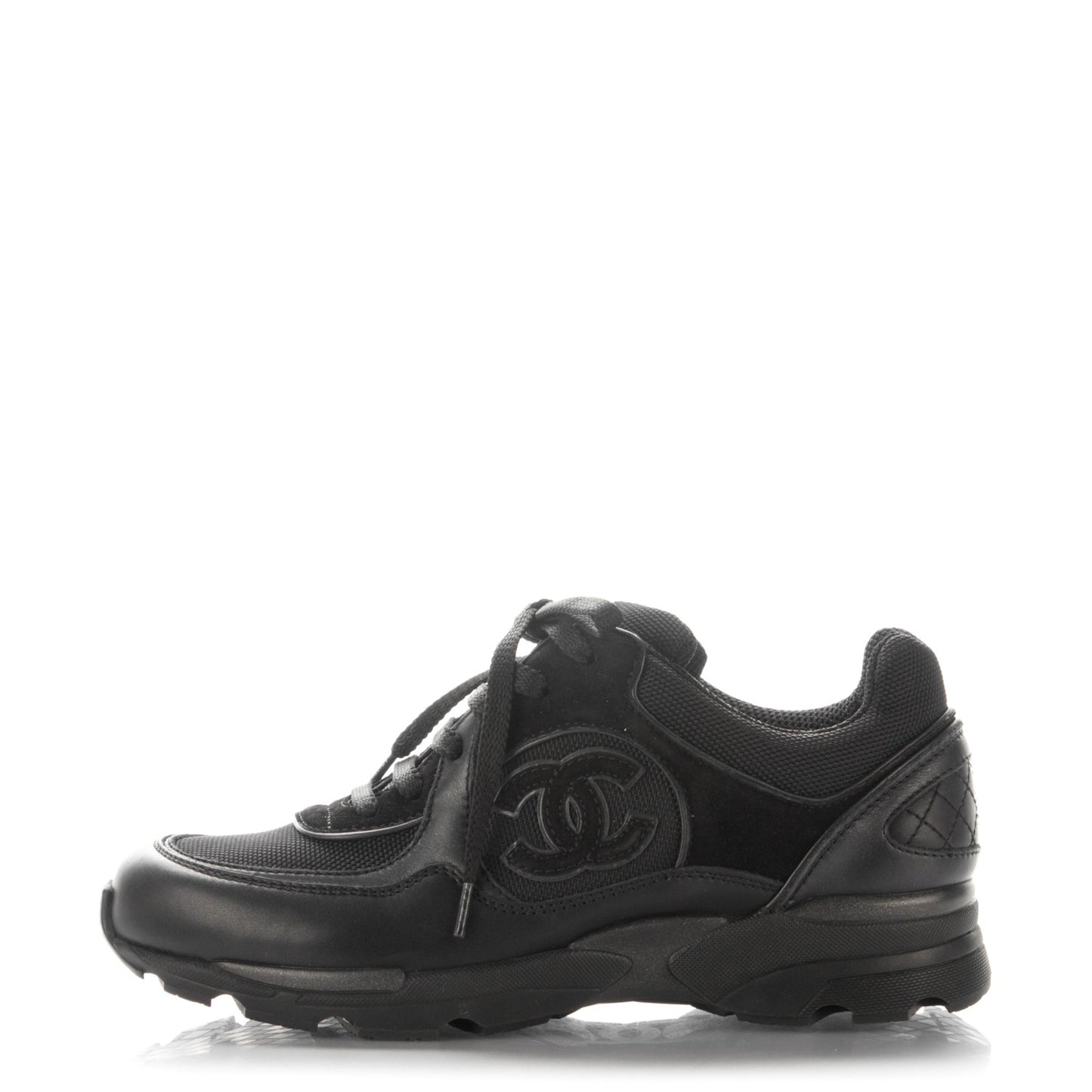 Suede Calfskin CC Sneakers 35.5 Black