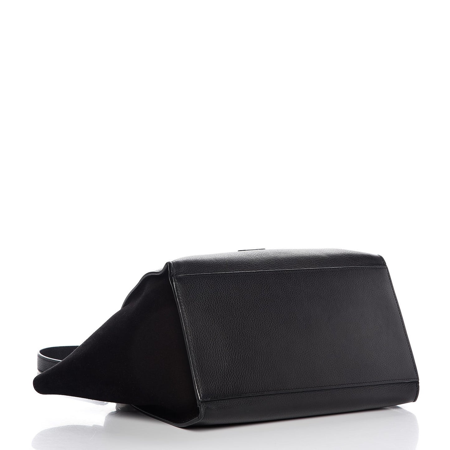 Drummed Calfskin Suede Small Trapeze Black