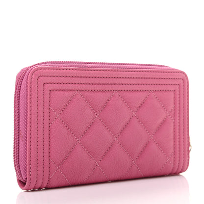 Chanel Caviar Quilted Boy Small Zip Around Wallet Pink 3 of 10