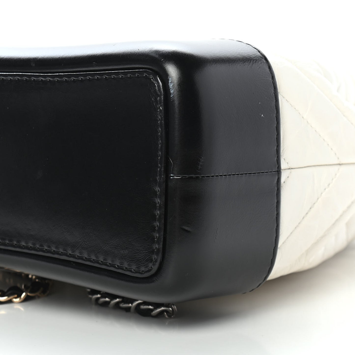 Aged Calfskin Chevron Quilted Small Gabrielle Backpack Black White