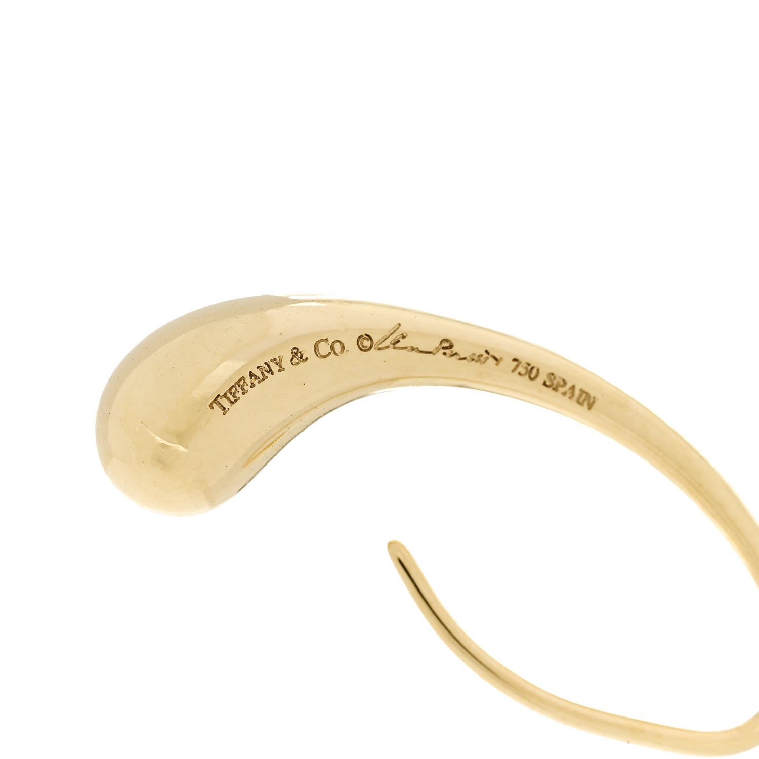 Tiffany 18K Yellow Gold Elsa Peretti Teardrop Hoop Earrings 4 of 4