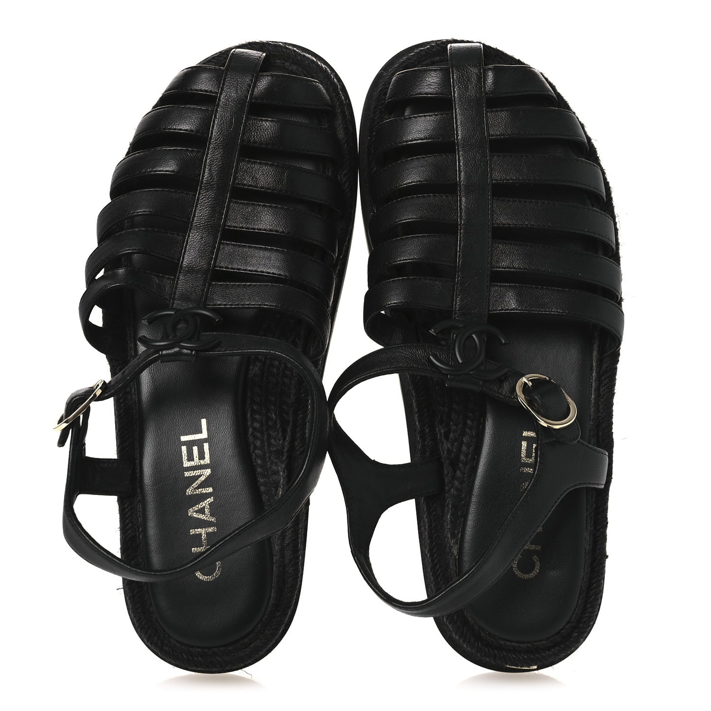 Lambskin Espadrille Sandals 38 Black