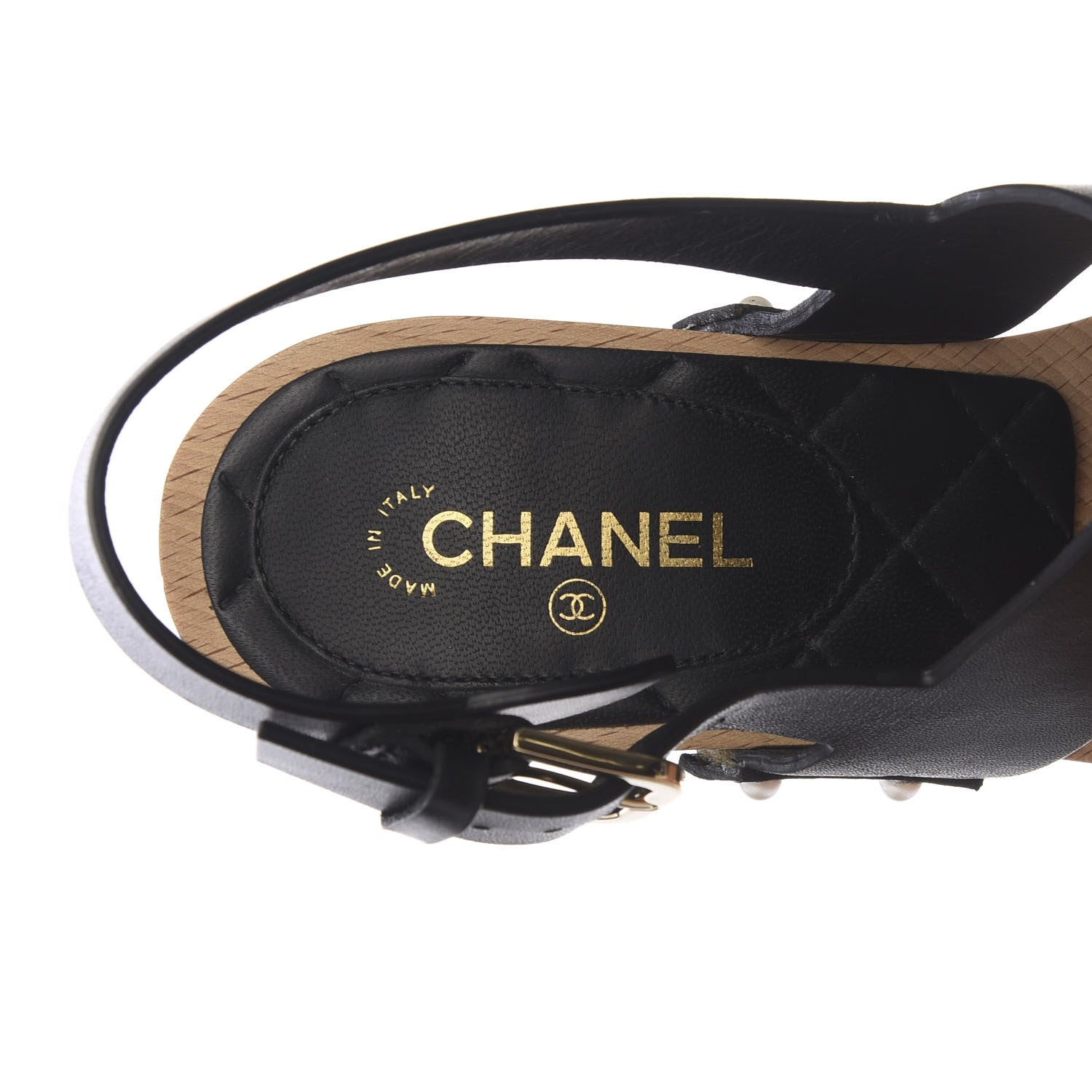 Chanel Wood Calfskin CC Hinge Wedge 35 Black 8 of 9