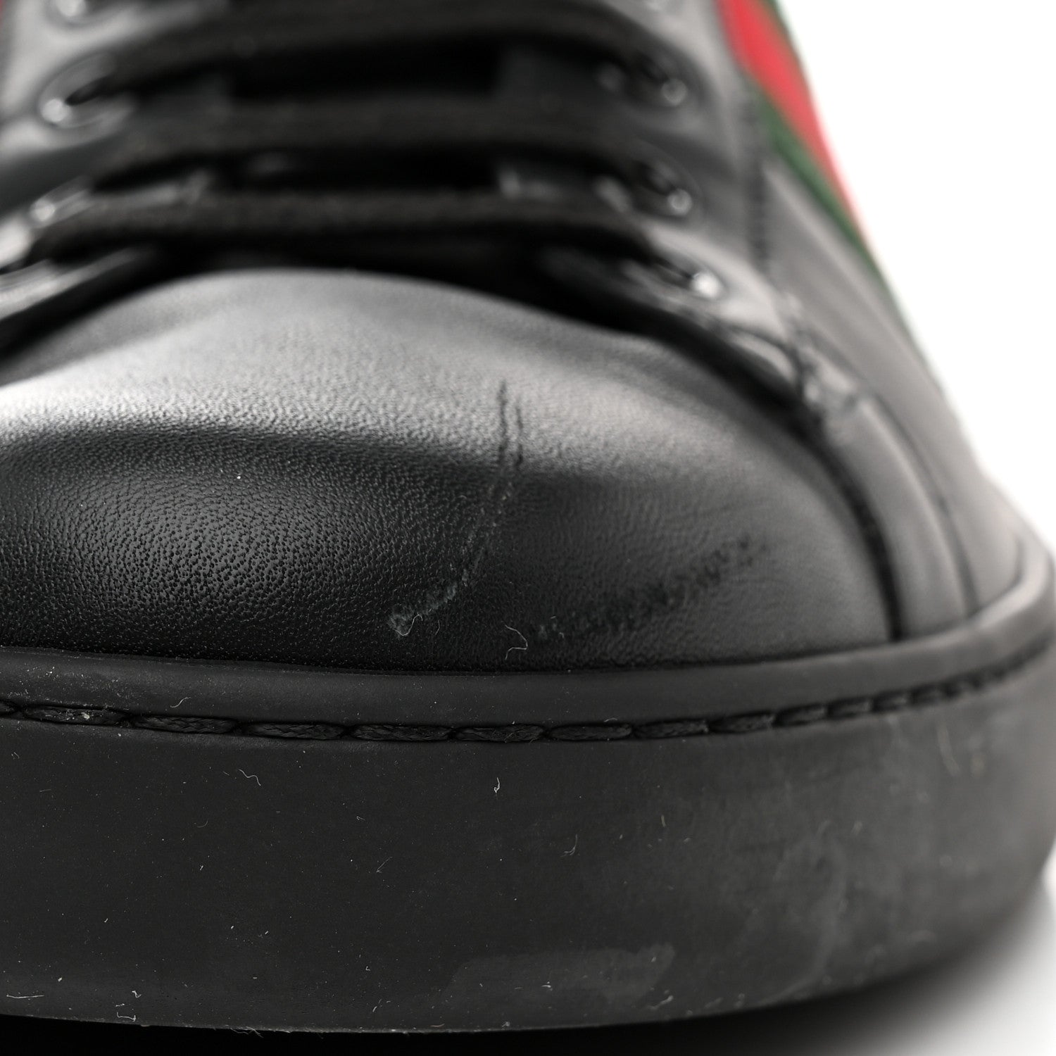 Gucci Miro Soft Calfskin Ayers Web Mens Ace Sneakers 9 Black Rosso 9 of 10