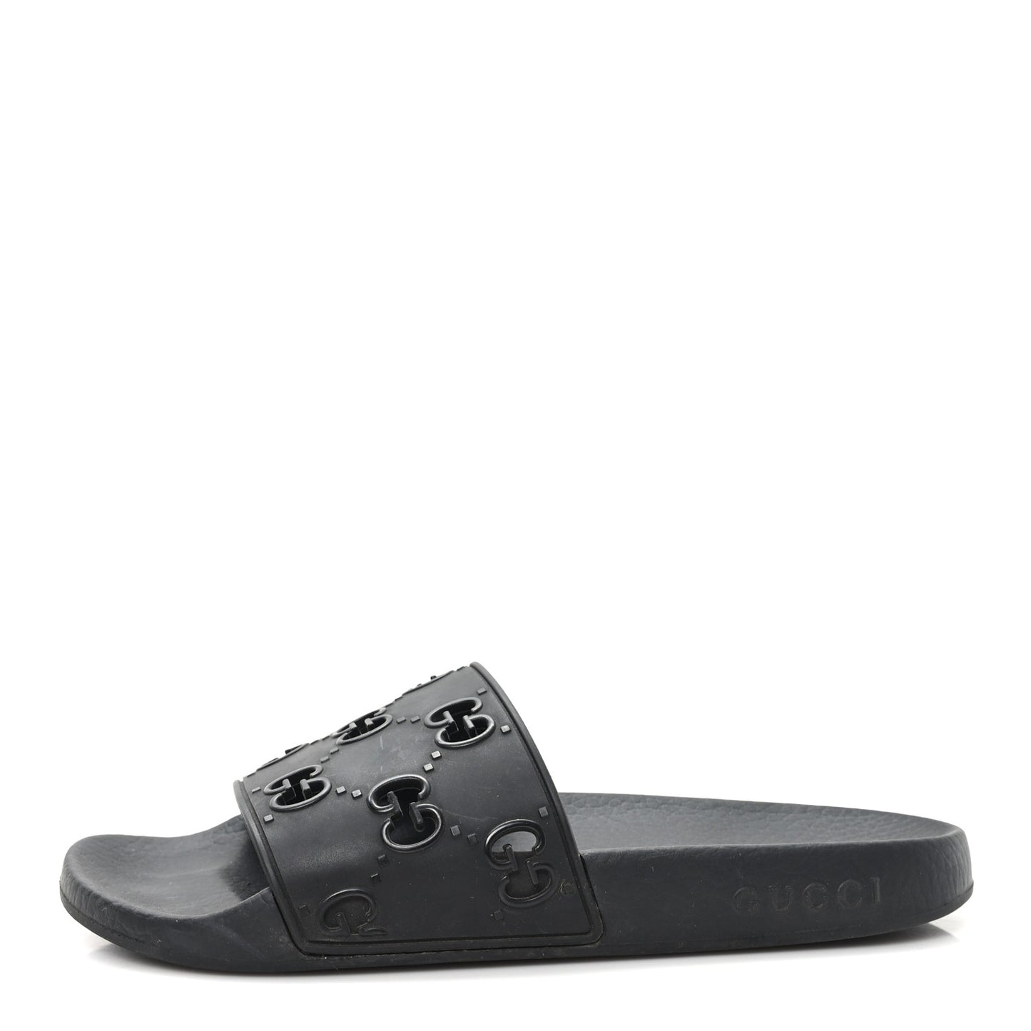 Rubber GG Monogram Perforated Womens Slide Sandals 37 Black