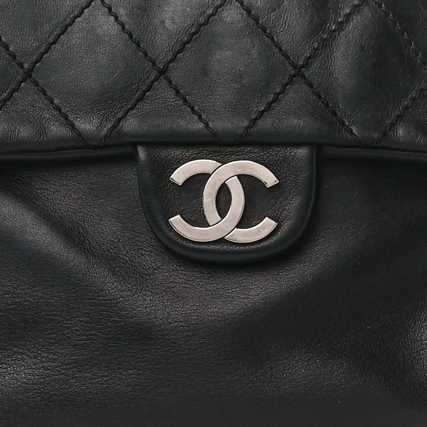 Lambskin Quilted Accordion Flap Black