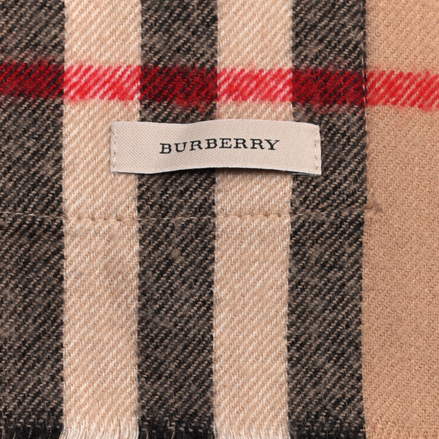 Burberry Merino Wool Cashmere Giant Check Helene Pocket Stole Natural 4 of 4