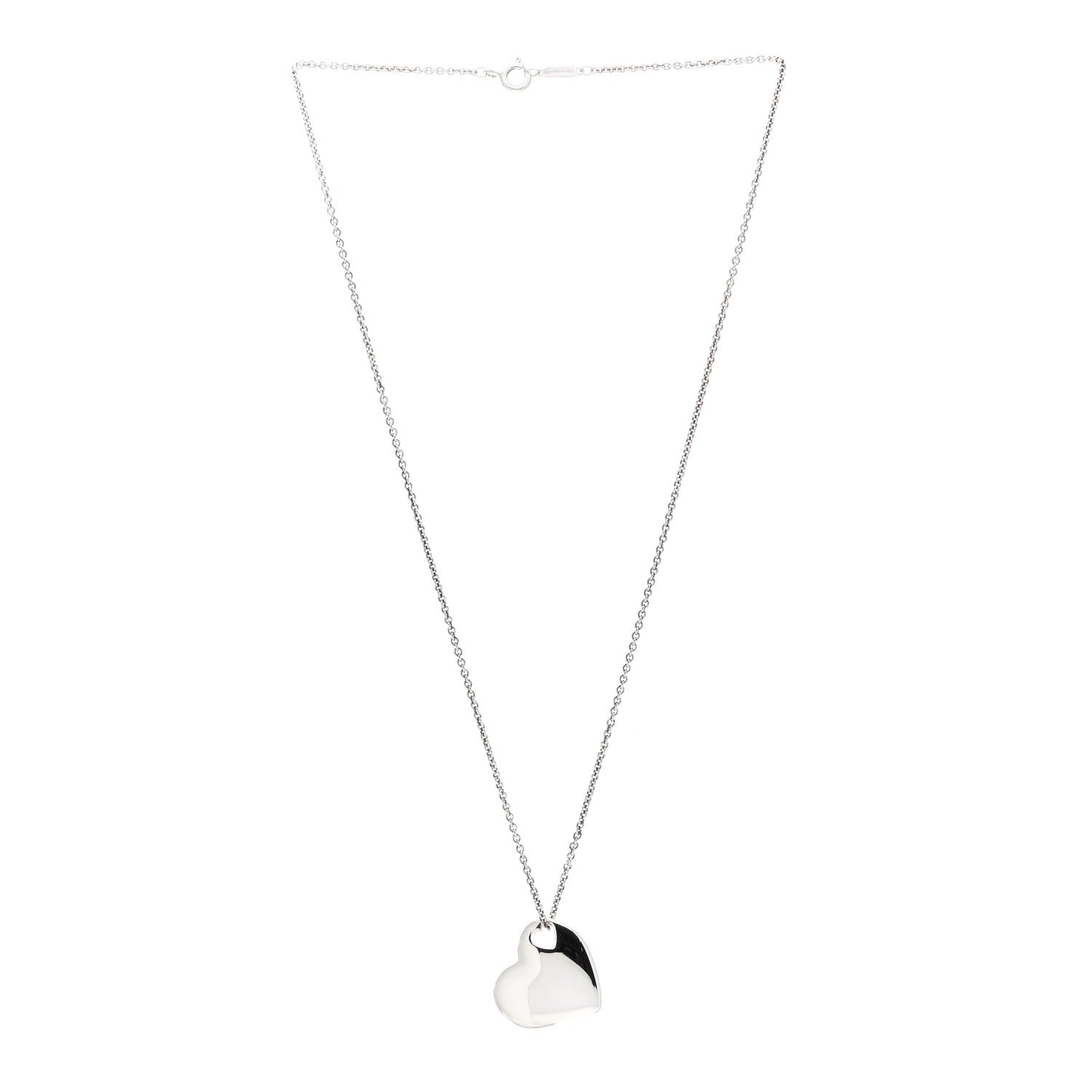 Tiffany Sterling Silver Puffed Heart Pendant Necklace 3 of 5